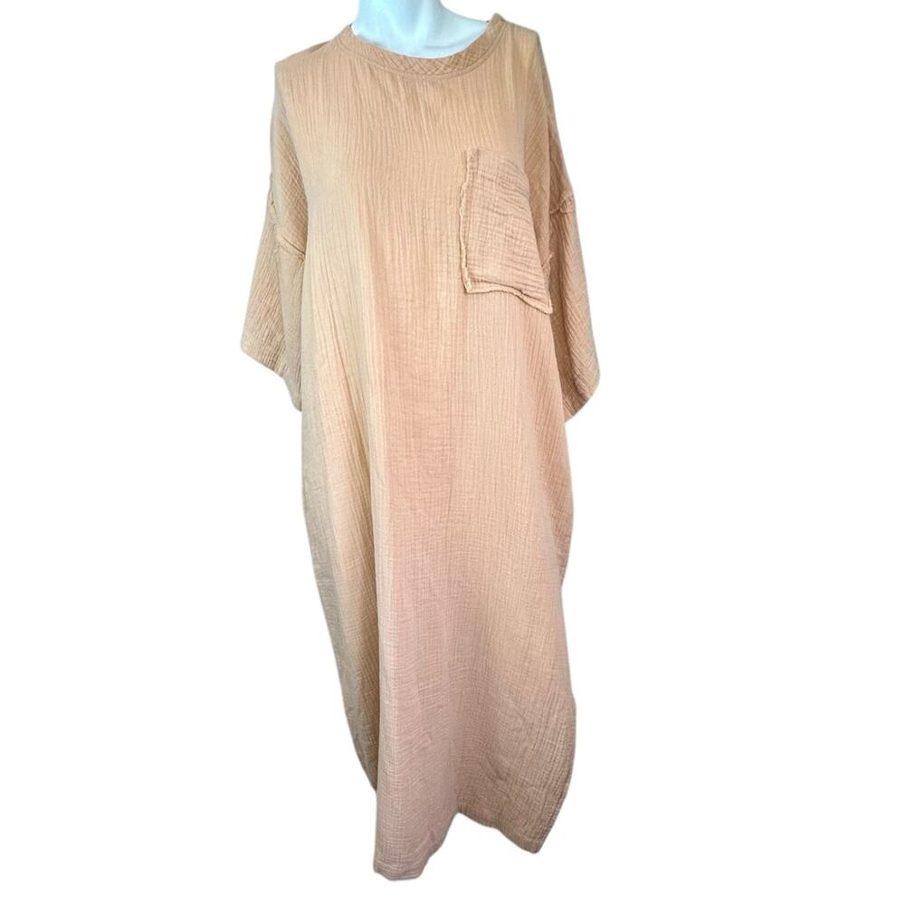 Maurie + Eve Women's Oversized Orange Cotton Gauze Take me Away Dress Apricot 4 - Picture 2 of 15